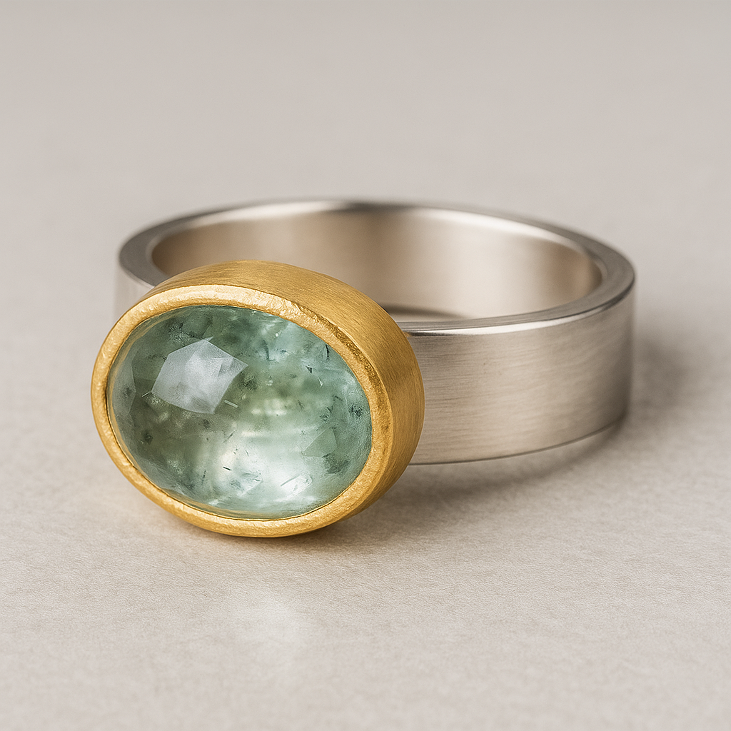 Green ring with rounded stone, Vintage