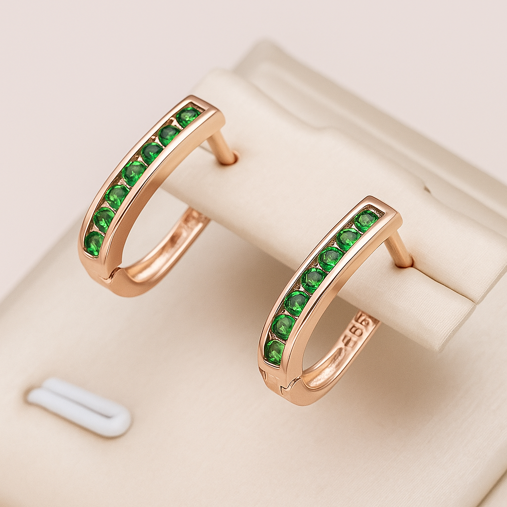 Emerald diamond earrings in gold